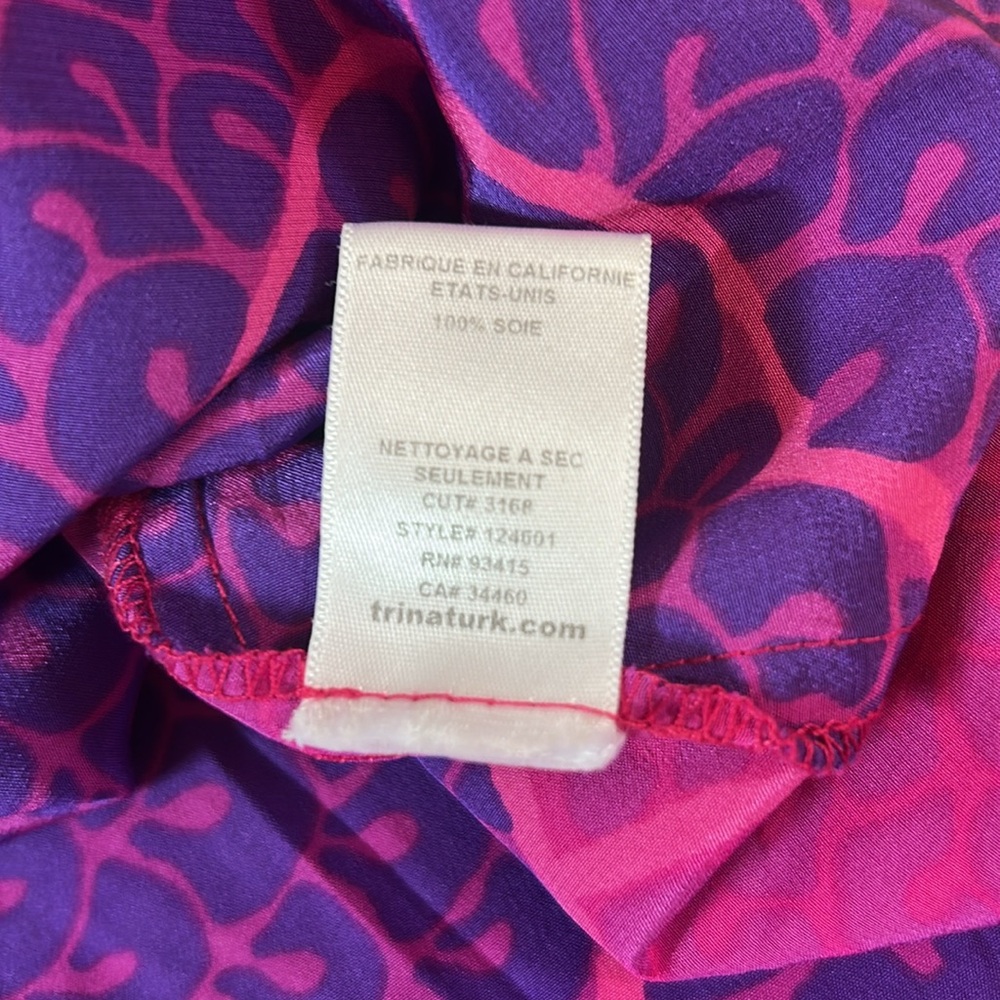 Trina Turk Hot Magenta & Purple Silk Halter Top size Medium - Picture 7 of 10
